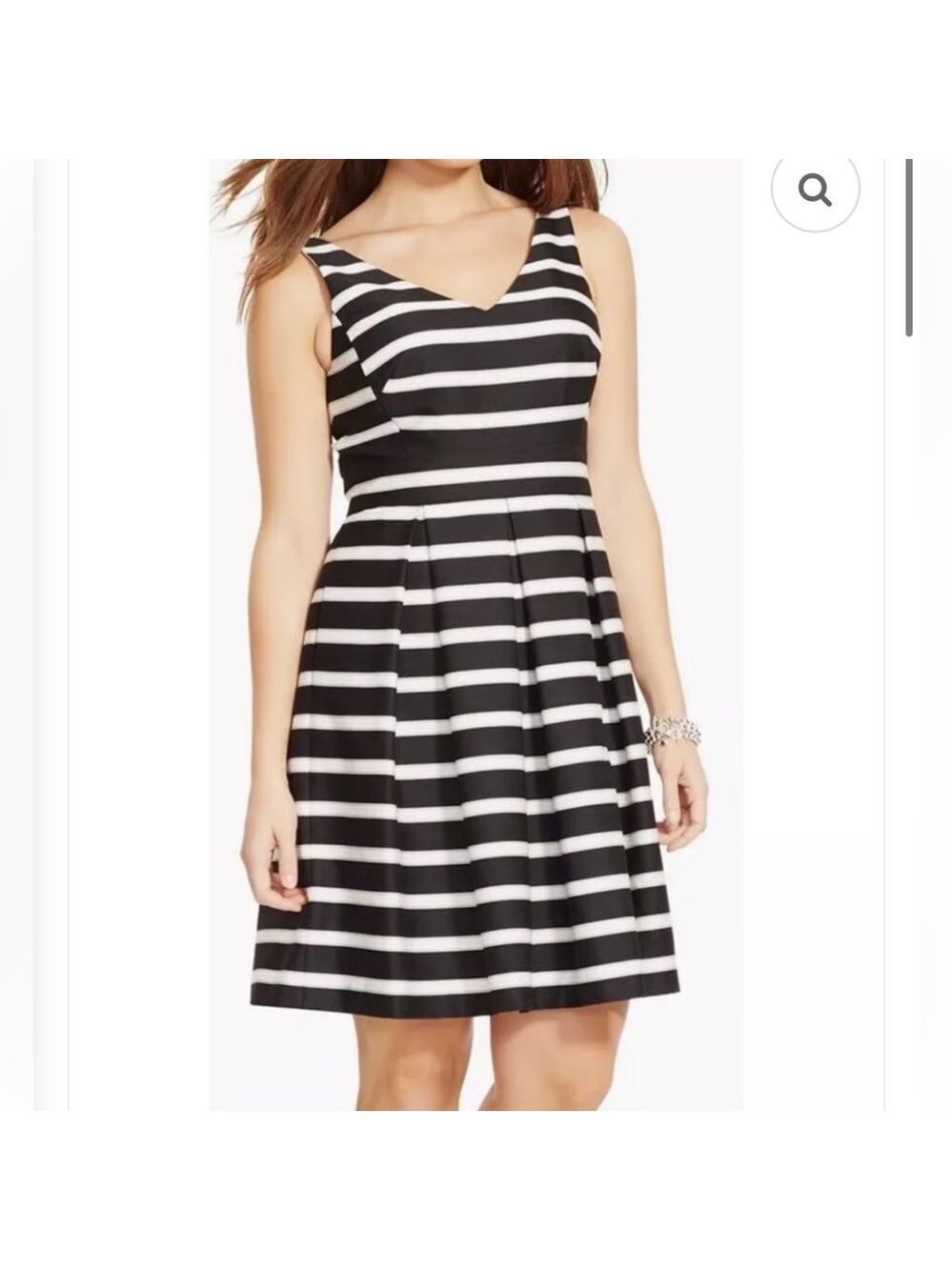 Ralph Lauren Striped Black and White Midi Dress SZ 14
